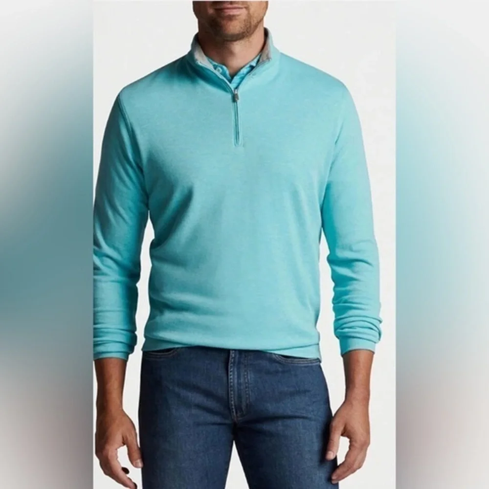 Peter Millar Men’s Radiant Blue Crest Quarter Zip Pullover RTR? EUC XXL #1671